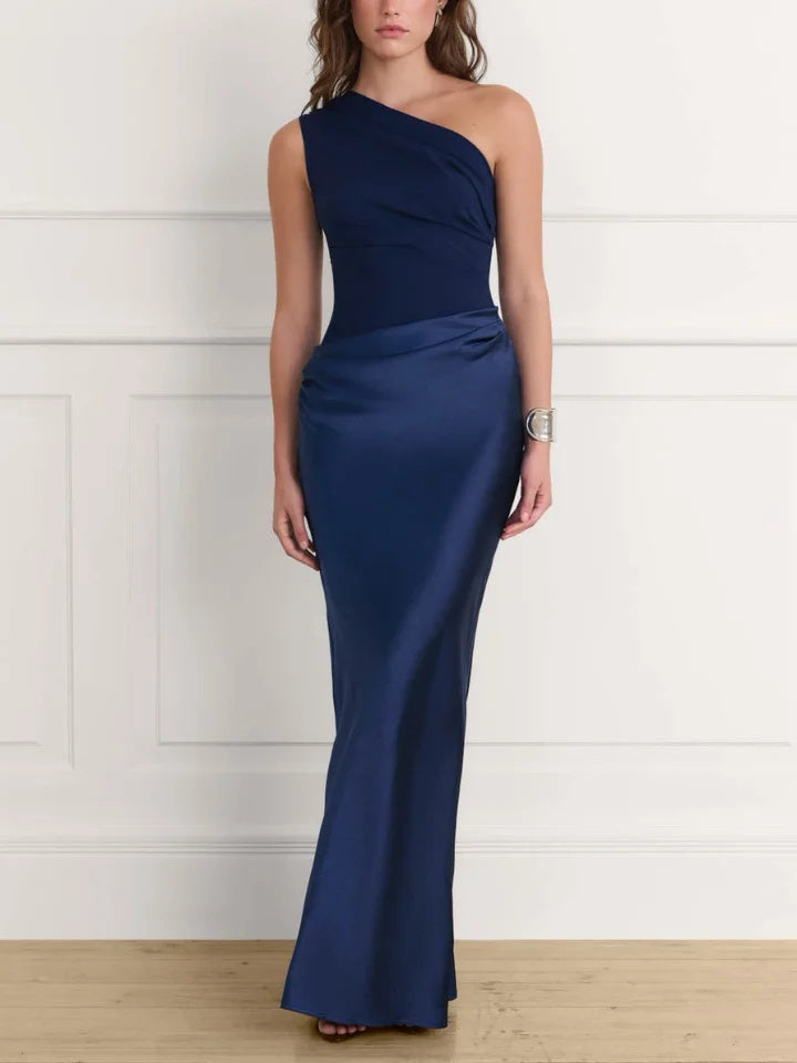 Crossbody Pleated Stitching Satin Skirt