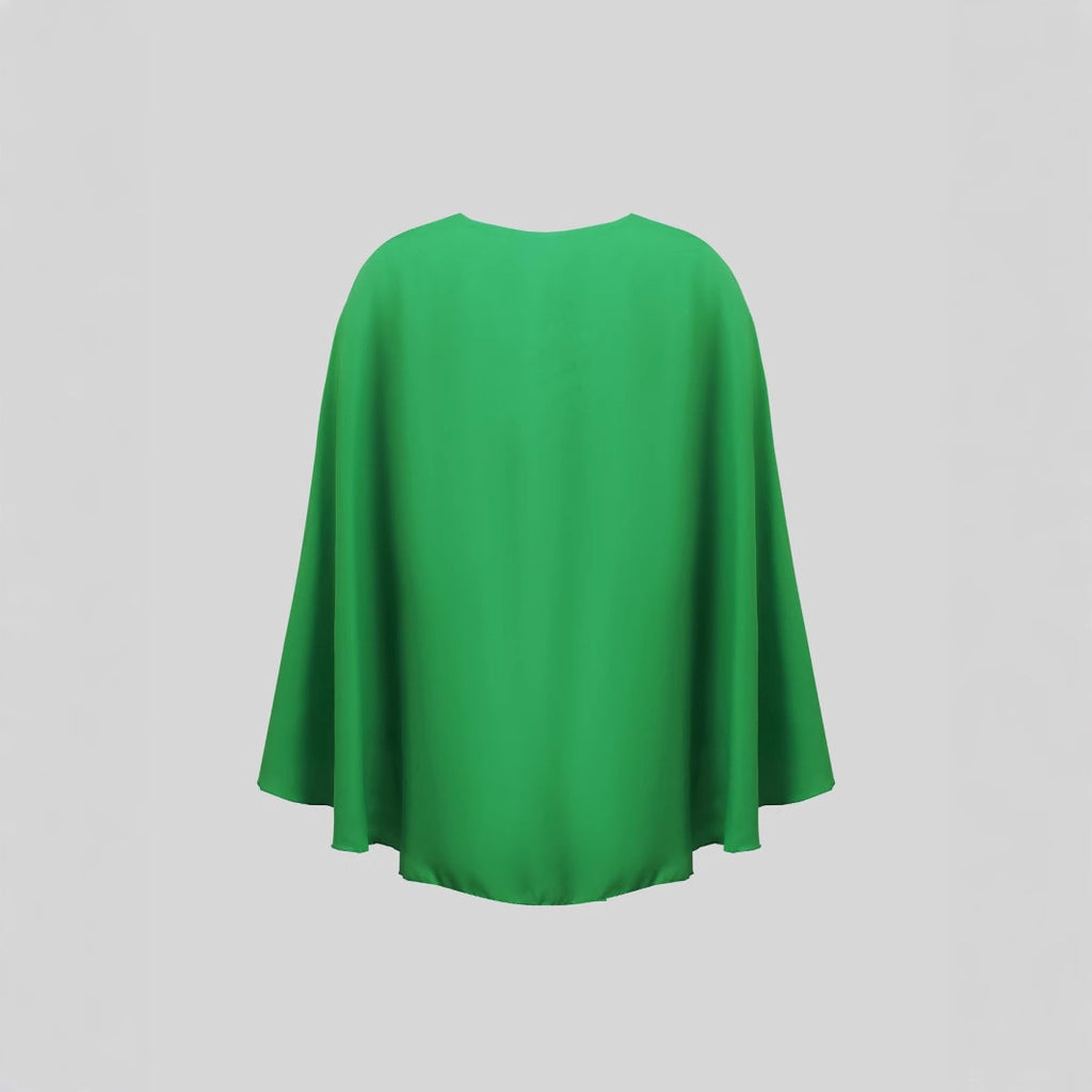 Cape Round Neck Long Sleeve Plus Size Women's Clothes Top